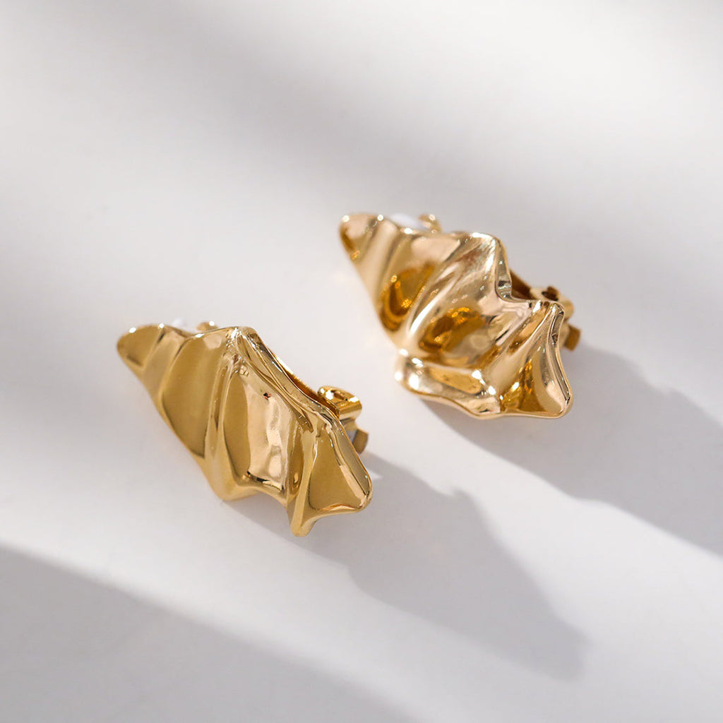 Eclat Paris orecchini a clip finitura dorata modello increspato