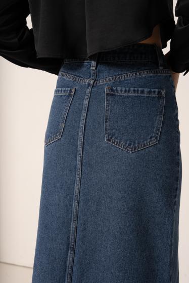 Gonna Josette modello longuette di jeans con spacco centrale