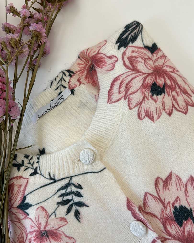 Cardigan morbido a fiori 