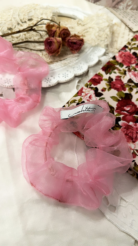 handmade chouchou elastico per capelli in tulle rosa
