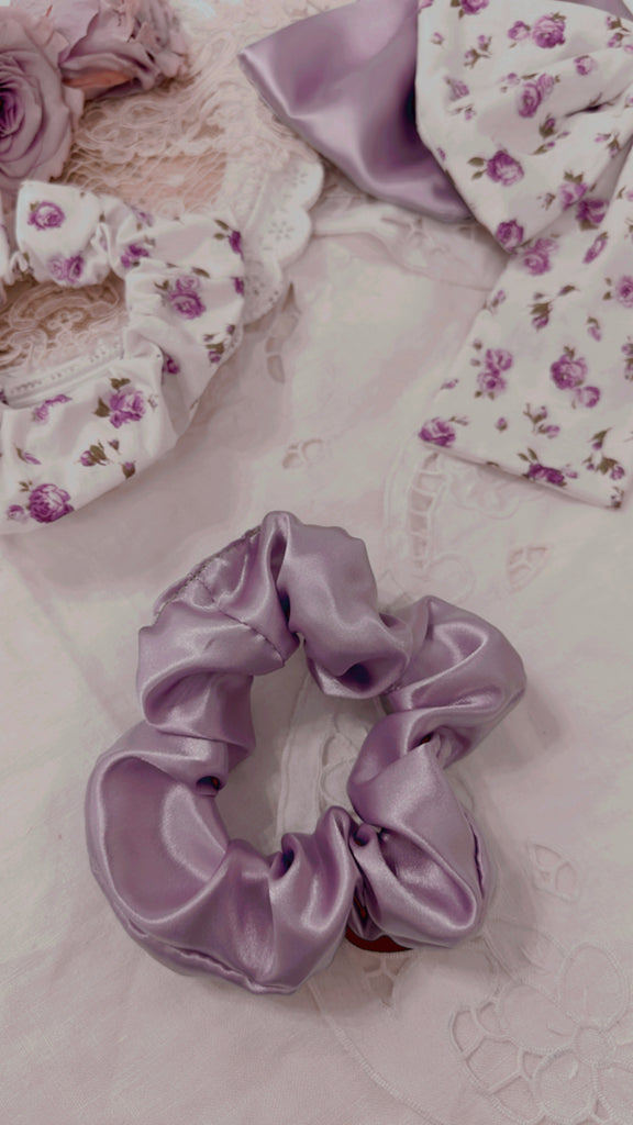 handmade chouchou elastico per capelli in raso lilla