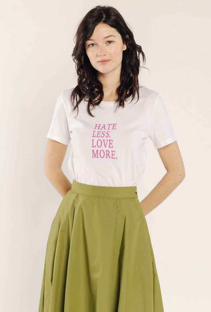 T-shirt 100% cotone Hate Less Love More