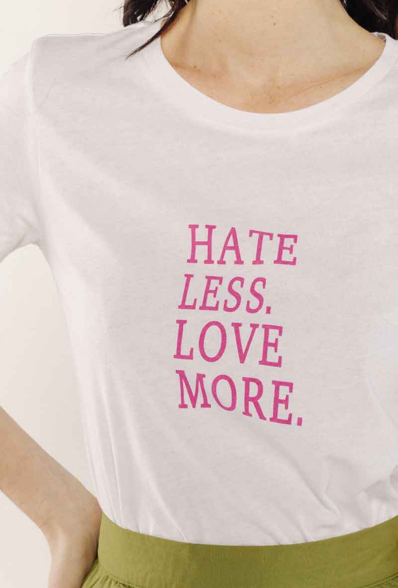 T-shirt 100% cotone Hate Less Love More